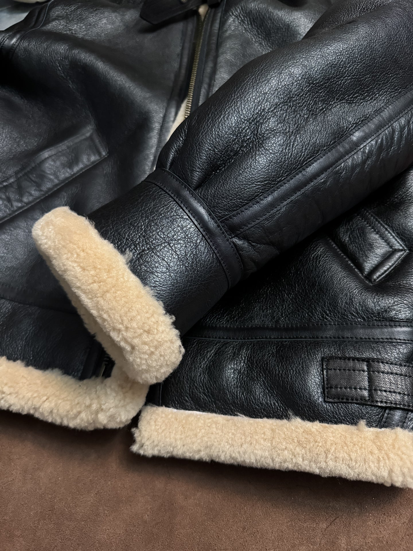 Men black b3 shearling leather aviator