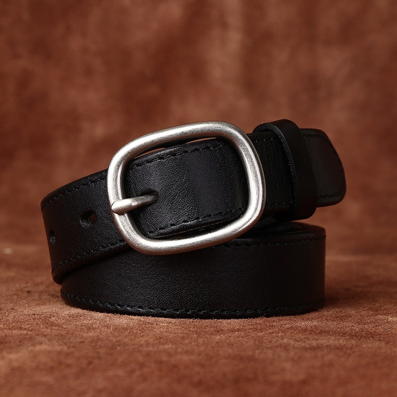 Women’s Leather Jeans Belt with Removable Pin Buckle