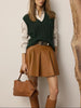 Brown sheepskin a line leather skirt