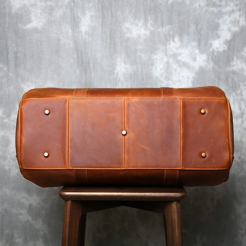 Retro crazy horse leather travel duffel bag