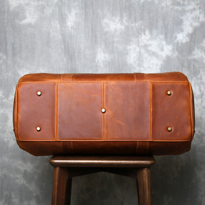Retro crazy horse leather travel duffel bag