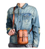 Retro top grain leather crossbody sling bag for daily carry