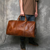 Large leather duffle bag with shoe section