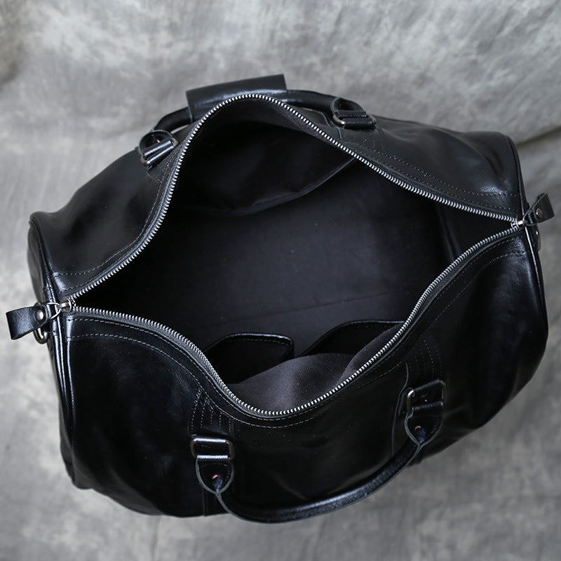Men’s leather travel overnight duffel bag
