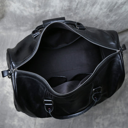 Men’s leather travel overnight duffel bag