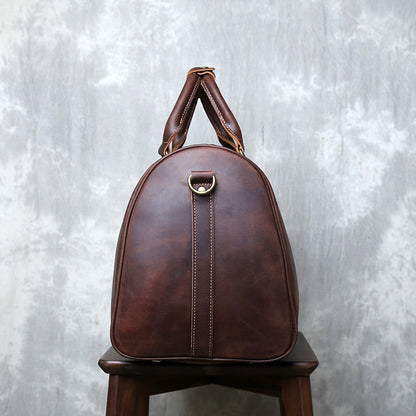 Leather duffel bag for men travel overnight