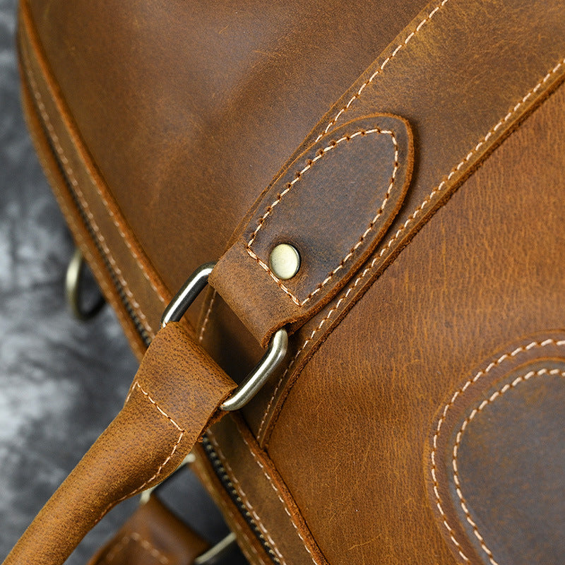 Men leather travel duffle weekender luggage bag