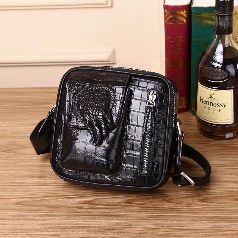 Genuine leather men’s crocodile texture crossbody sling bag