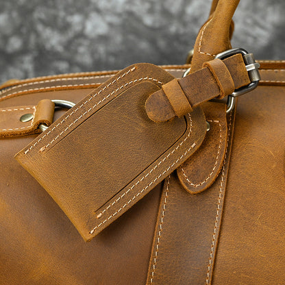 Men leather travel duffle weekender luggage bag