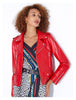 Petite slim fit sheepskin biker jacket