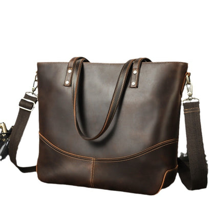 Leather Laptop Tote with Luggage Sleeve