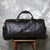 Leather weekender duffle bag with shoe compartment