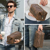 Large Leather Toiletry Bag in Distressed Brown for Travel