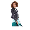 Slim fit women genuine leather biker jacket