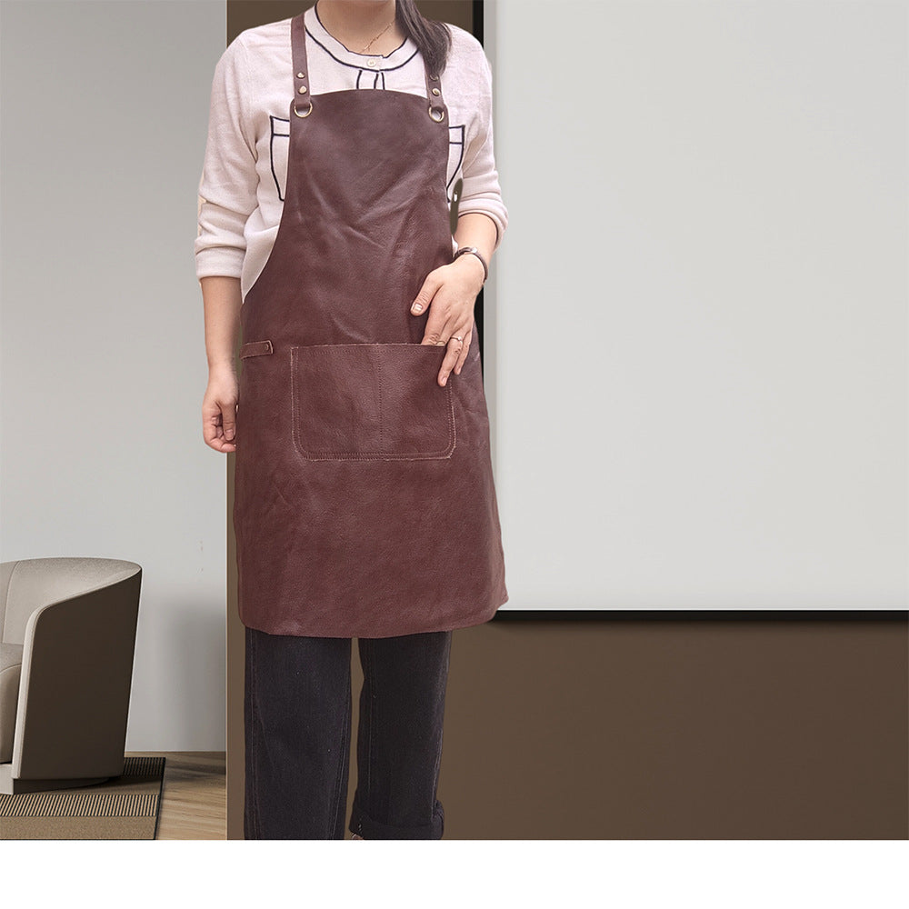 Genuine Leather Cooks Apron with Cross Back Straps