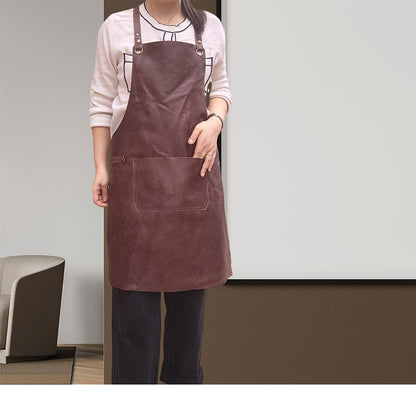 Genuine Leather Cooks Apron with Cross Back Straps