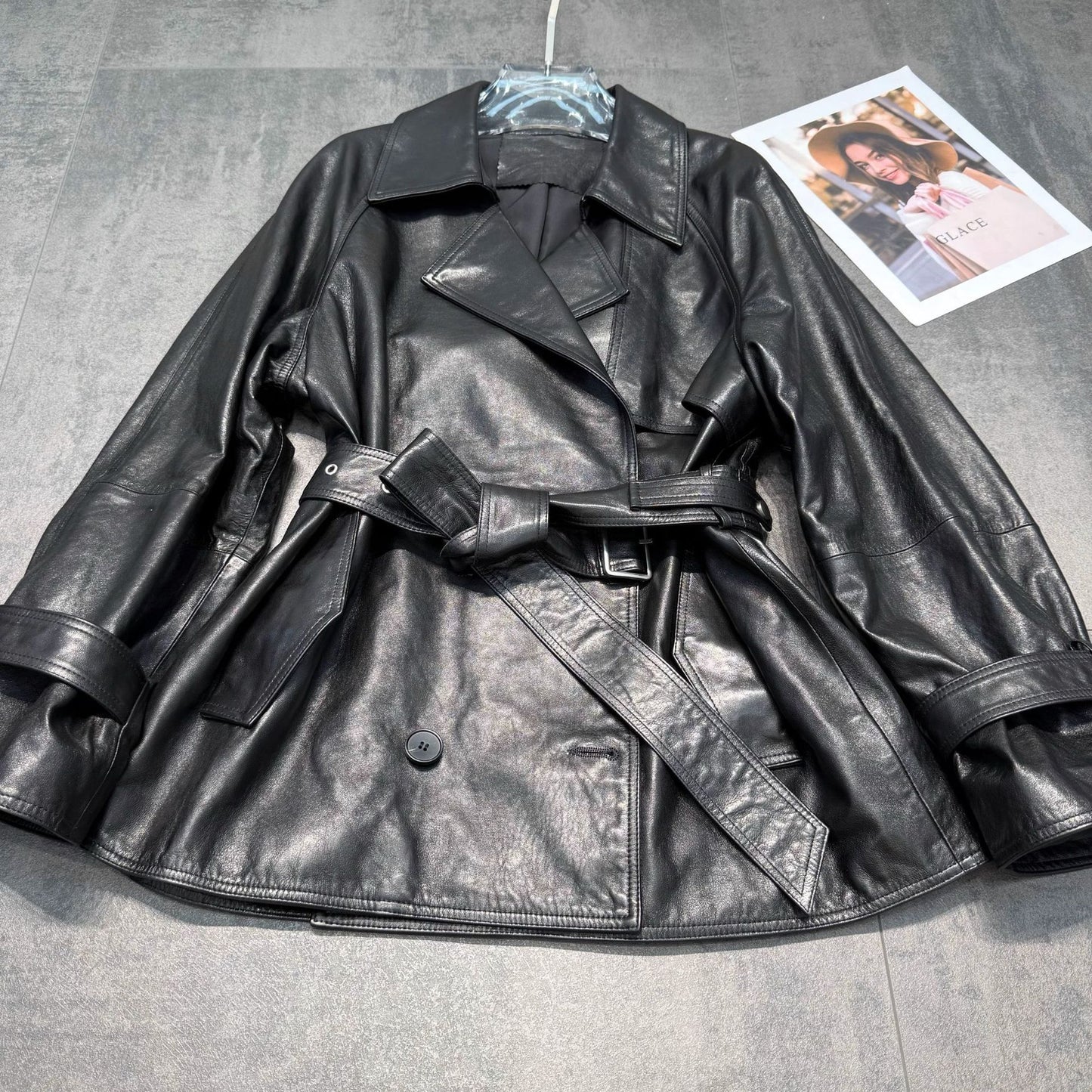 Women’s Loose Fit Genuine Leather Jacket Coat