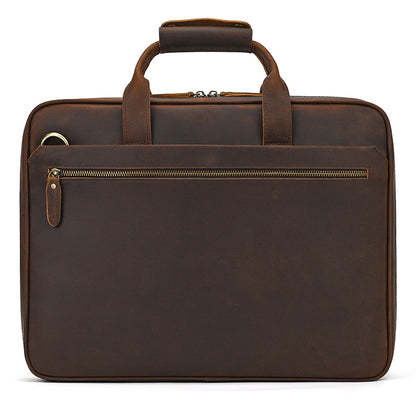 Retro crazy horse leather slim briefcase
