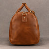 Leather weekender duffle bag with shoe compartment