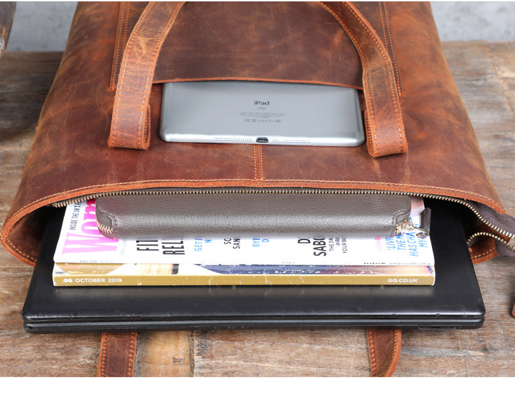 Real Cowhide Leather Tote Bag Crazy Horse