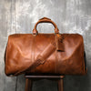 Large leather duffle bag with shoe section