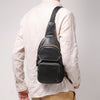 Men’s cowhide leather crossbody sling bag with usb port