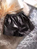 Genuine sheepskin high waisted leather shorts