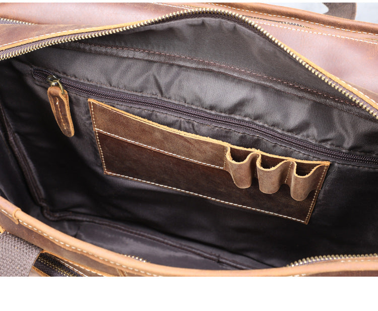 Brown Top Grain Leather Airport Messenger Bag