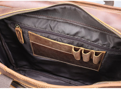 Brown Top Grain Leather Airport Messenger Bag