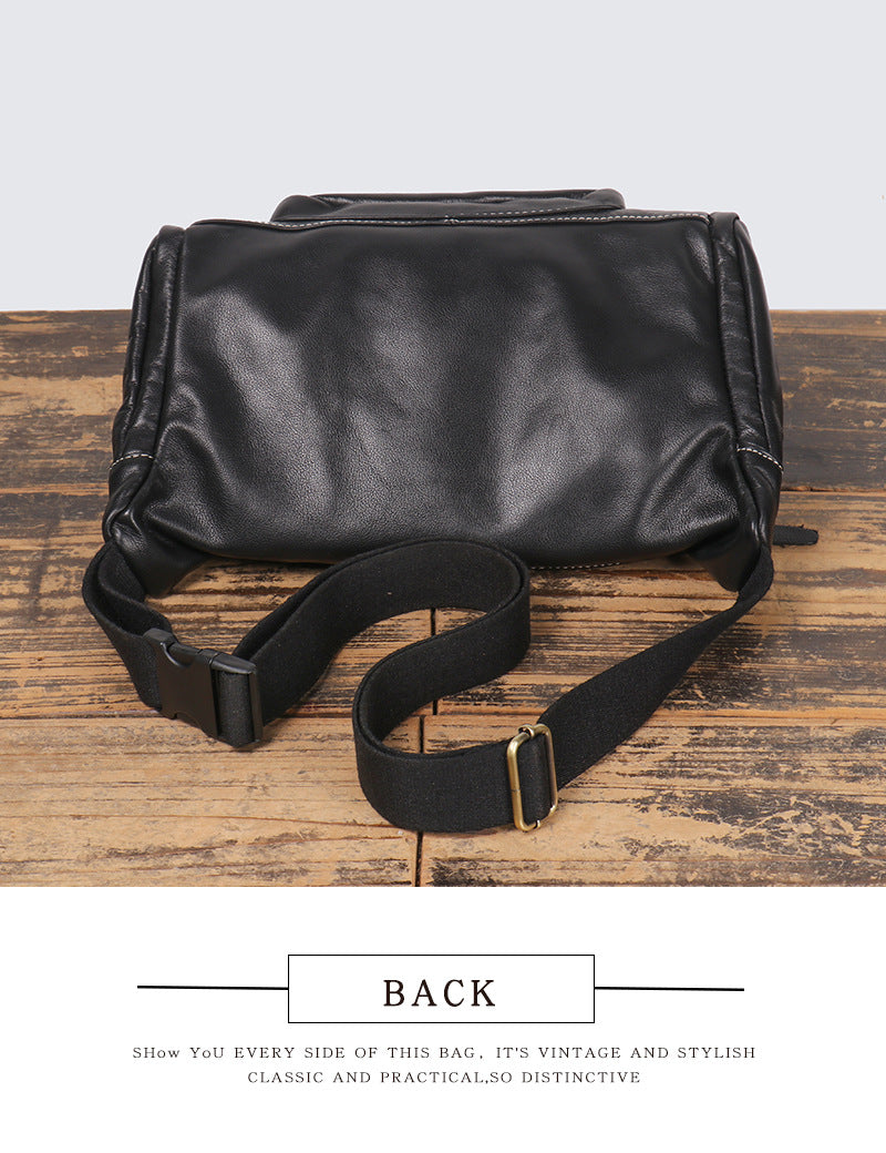 black top grain cowhide leather crossbody sling bag