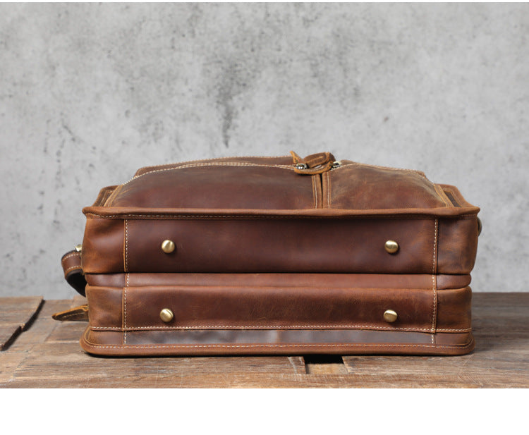 Brown Top Grain Leather Airport Messenger Bag