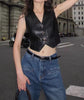Black women leather waistcoat vest