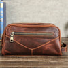 Men's Leather Travel Toiletry Bag with Dual Compartments