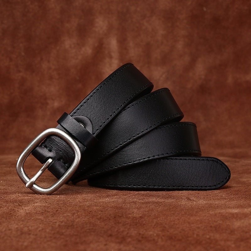 Women’s Leather Jeans Belt with Removable Pin Buckle