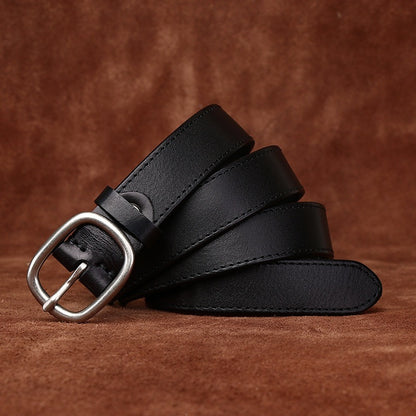 Women’s Leather Jeans Belt with Removable Pin Buckle