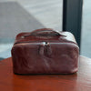 Leather Cosmetic Bag in Tan Top-Grain Cowhide for Travel