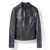 Black slim fit genuine leather jacket women
