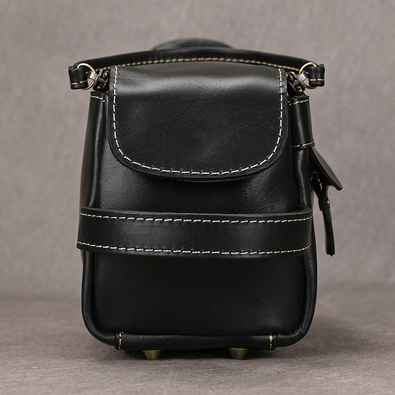 Leather Dopp Kit for Men in Black Top-Grain Cowhide