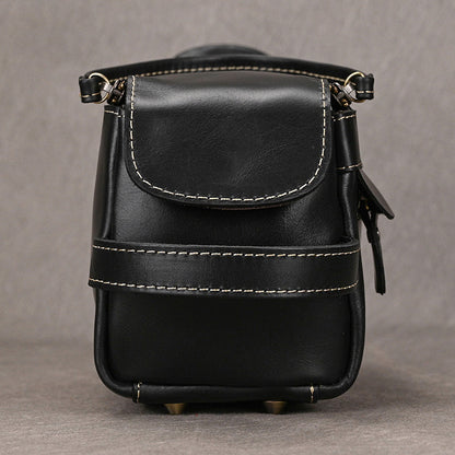 Leather Dopp Kit for Men in Black Top-Grain Cowhide