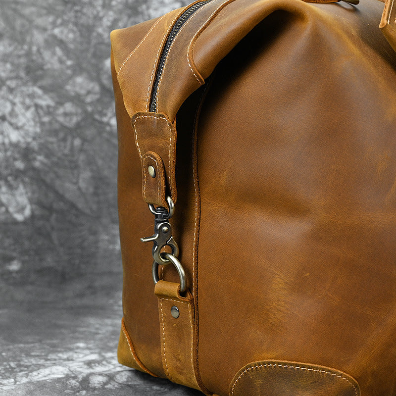 Men leather travel duffle weekender luggage bag