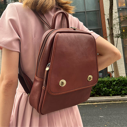 Genuine cowhide leather backpack for women