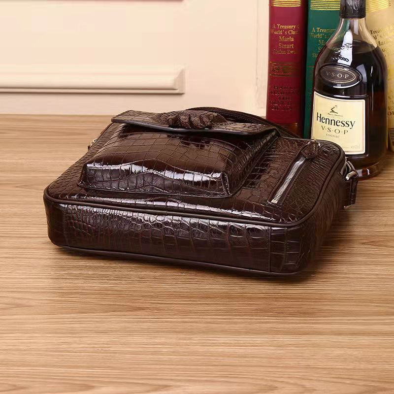 Genuine leather men’s crocodile texture crossbody sling bag