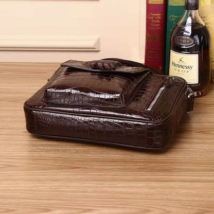 Genuine leather men’s crocodile texture crossbody sling bag