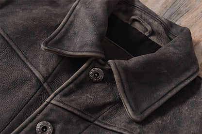 Washed Vintage Men’s Genuine Leather Jacket