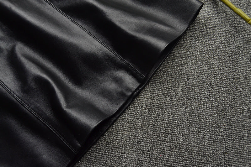 Women A-Line Genuine Sheepskin Leather Skirt