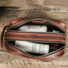 Men's Leather Travel Toiletry Bag with Dual Compartments