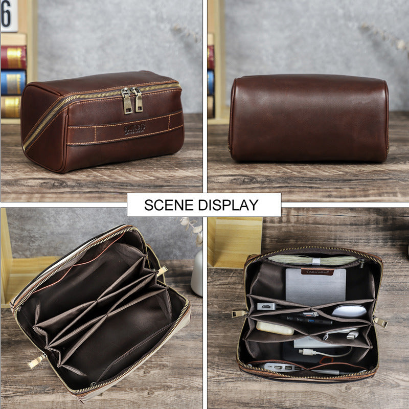 Full Grain Leather Dopp Kit for Men with Compartments