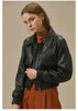 Women's Black Slim Fit Leather Baseball Style Jacket