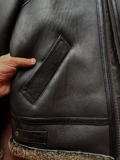 Men b3 shearling leather aviator jacket