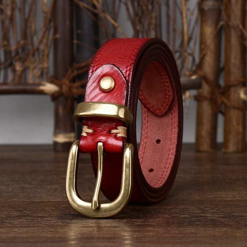 Women’s Genuine Leather Belt in Top-Grain Cowhide with Pin Buckle